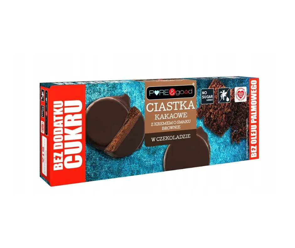 ciastka-bez-cukru-kakaowe-z-kremem-brownie-w-czekoladzie-128g-puregood ciastka-bez-cukru-kakaowe-z-kremem-brownie-w-czekoladzie-128g-puregood