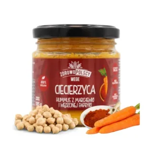 Hummus z ciecierzycy z marchewką i papryką wędzoną 185g Zdrowopolscy WEGE